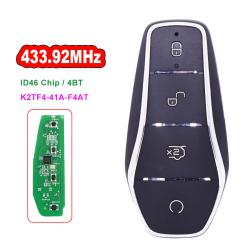 Keyless Go FSK 433.92MHz Aftermarket K2TF4-41A-F4AT Smart Car Key ID46 Chip 4 Buttons for BYD Qin PLUS DM-i Qin PLUS EV Yuan PLUS SONG